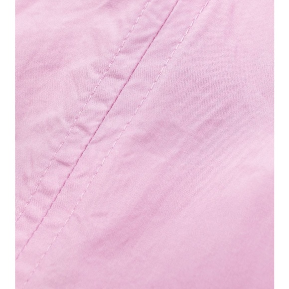 Ganni V-neck puff shoulder color block midi dress in Phlox pink. - Picture 5 of 12